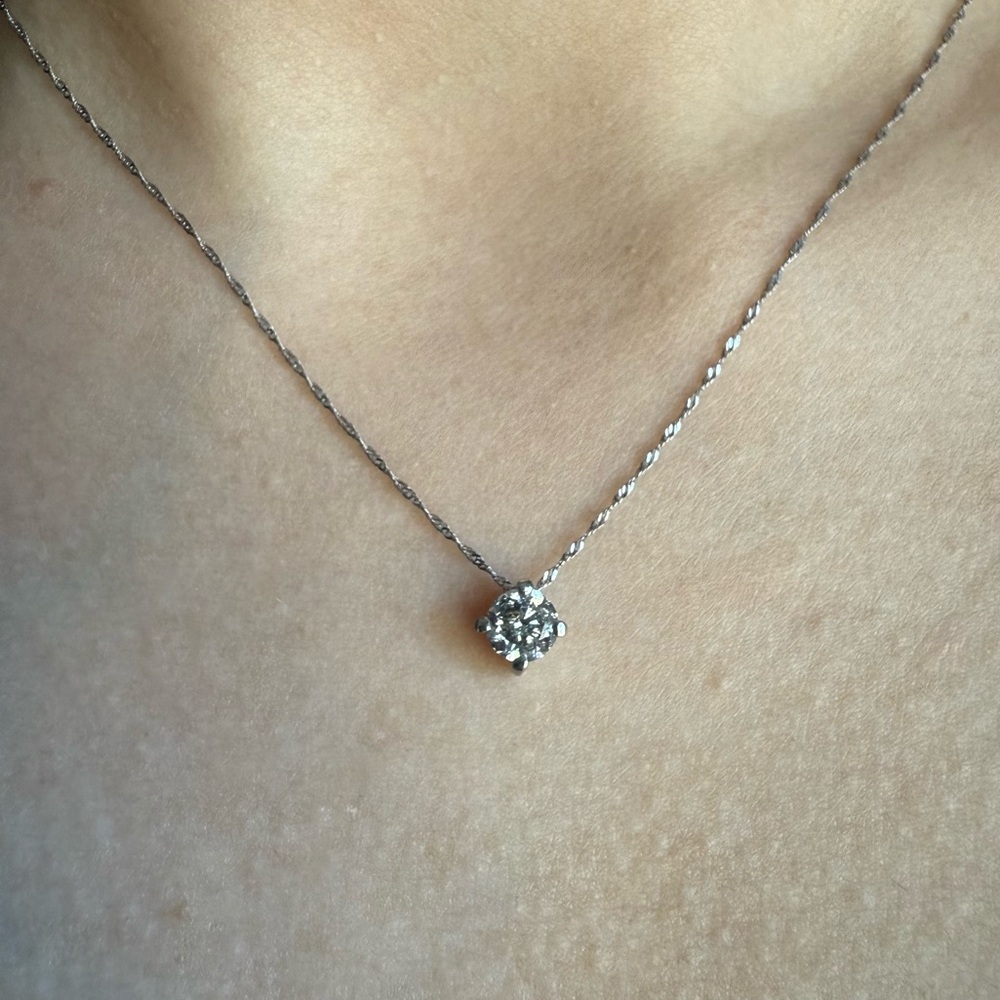 Platinum Natural Diamond Solitaire Pendant Necklace 0.45ct